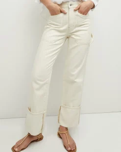 Veronica Beard Jeans>Dylan Cuffed Cargo Straight-Leg Jean in