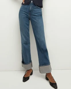 Veronica Beard Jeans>Dylan Cuffed Straight-Leg Jean in