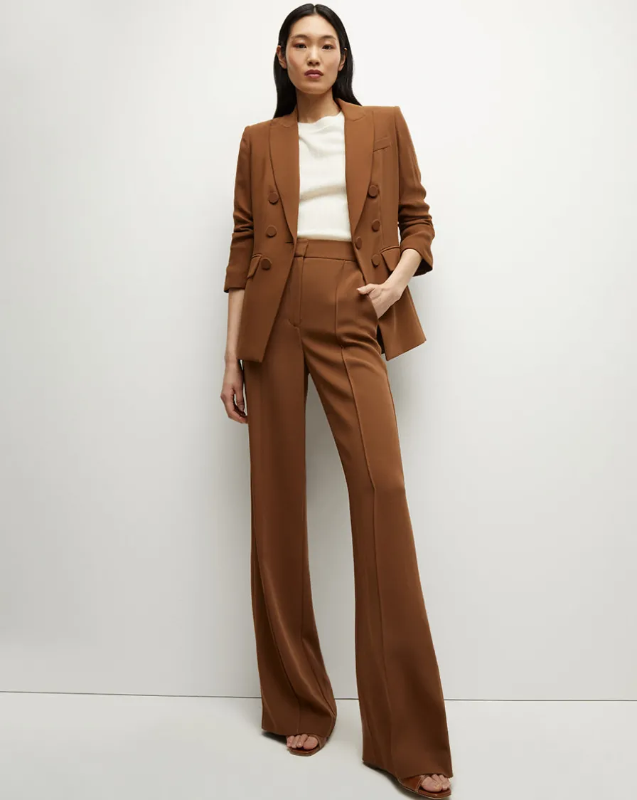 Veronica Beard Pants>Edia Matte Crepe Pant in Deep Ochre