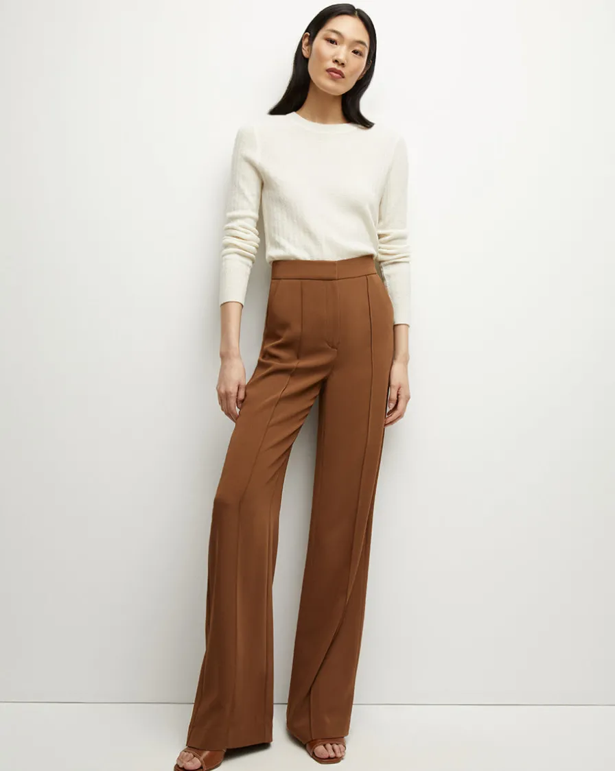 Veronica Beard Pants>Edia Matte Crepe Pant in Deep Ochre