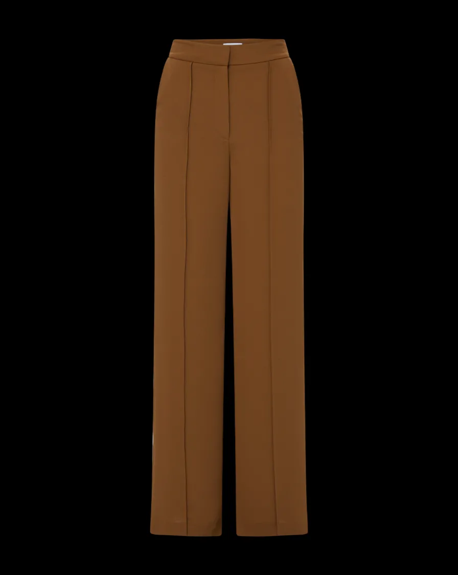 Veronica Beard Pants>Edia Matte Crepe Pant in Deep Ochre