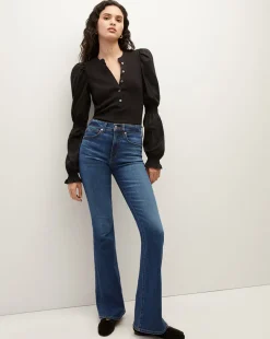 Veronica Beard Tops>Effy Puff-Sleeve Top