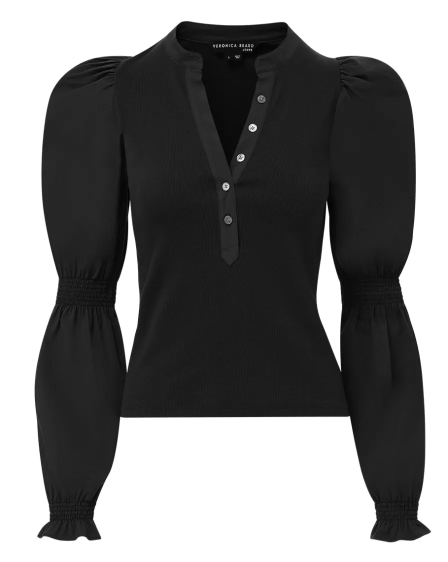 Veronica Beard Tops>Effy Puff-Sleeve Top