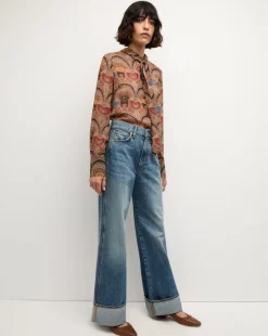 Veronica Beard Tops|The Veronicas' Favorites>Elaine Bow Blouse in Dark Chocolate Multi