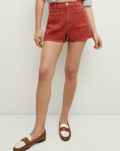 Veronica Beard Skirts & Shorts>Elijah Patch-Pocket Short in Brick Red