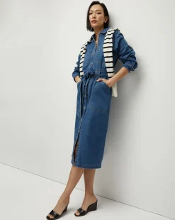 Veronica Beard Dresses>Evelyn Chambray Dress in