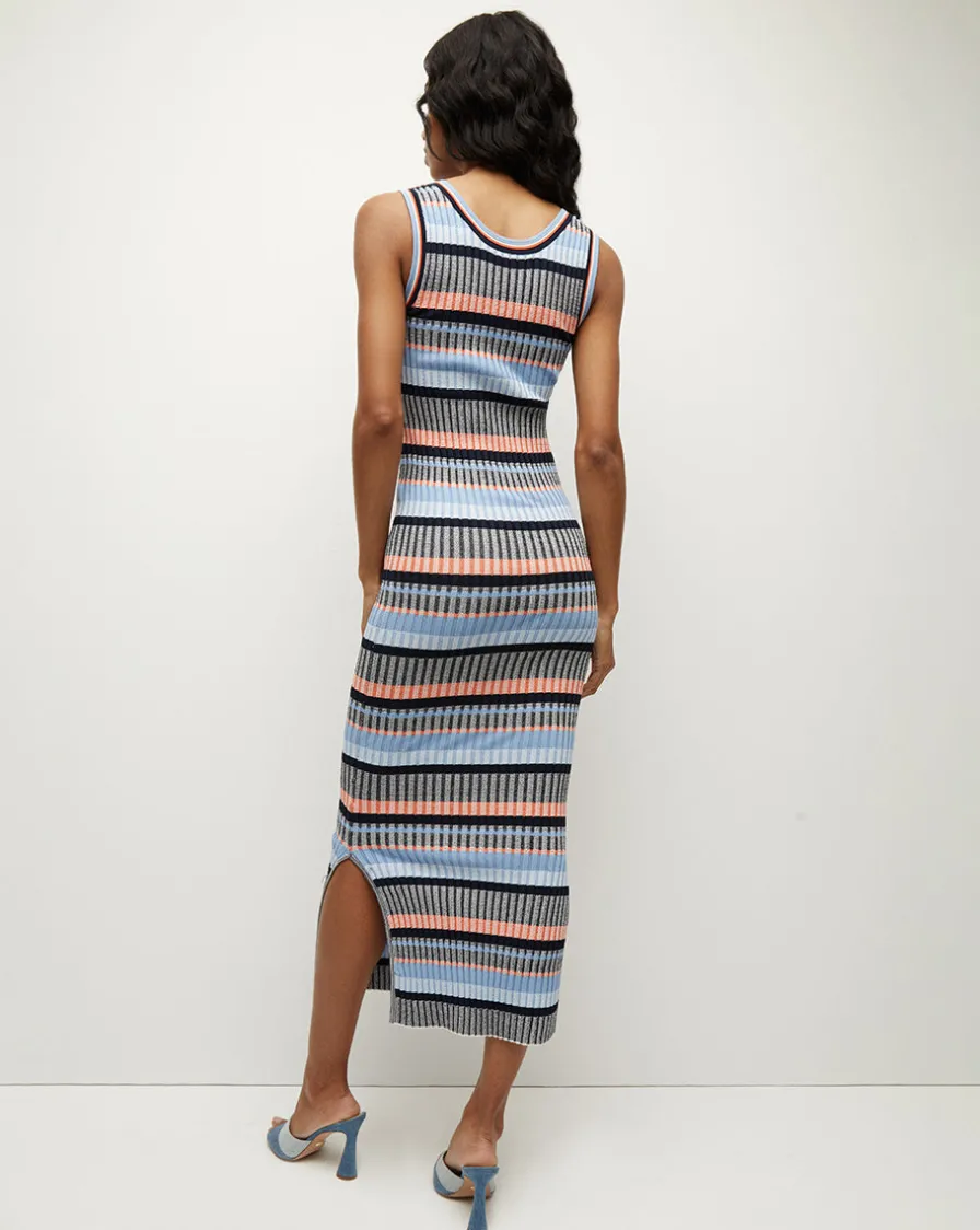Veronica Beard Dresses>Fabiana Ribbed Dress in Blue Multi