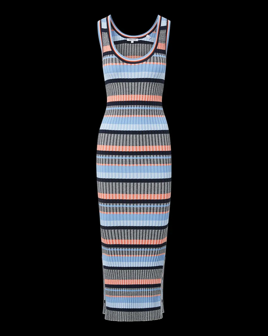 Veronica Beard Dresses>Fabiana Ribbed Dress in Blue Multi