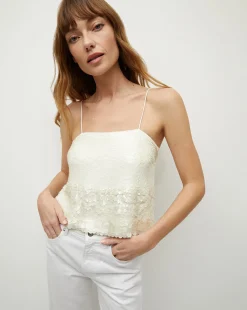 Veronica Beard Tops>Harmoni White Sequin Tank