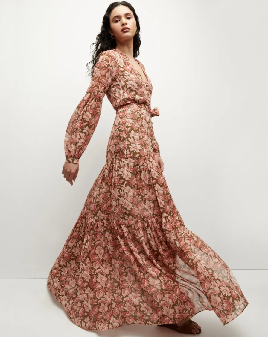 Veronica Beard Dresses>Isra Silk Dress in Deep Ochre Multi