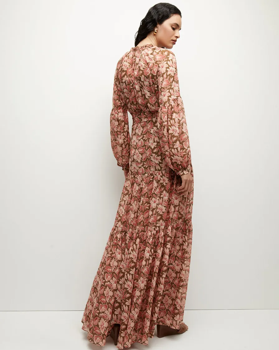 Veronica Beard Dresses>Isra Silk Dress in Deep Ochre Multi