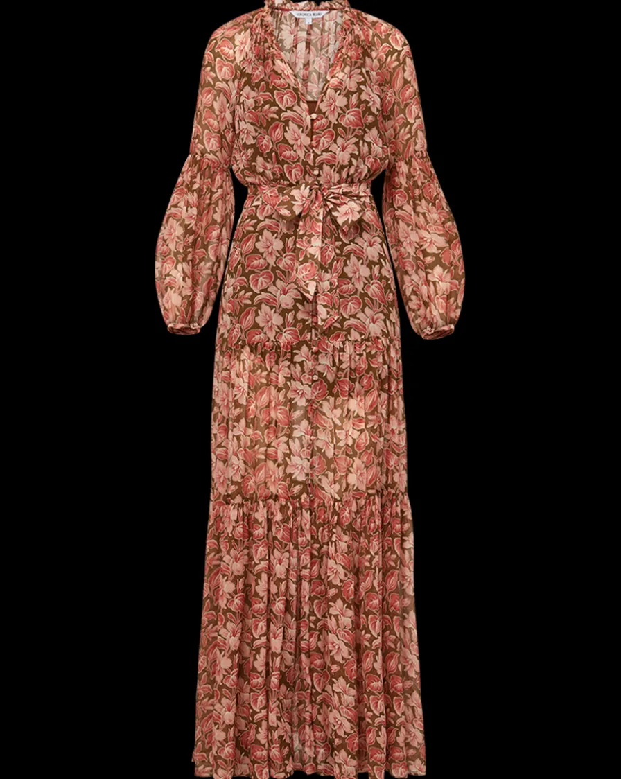 Veronica Beard Dresses>Isra Silk Dress in Deep Ochre Multi