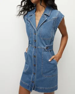 Veronica Beard Dresses>Jax Denim Shirtdress in Light Cornflower
