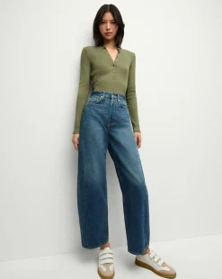 Veronica Beard Tops>Jocelyn Henley Shirt in Stone Army