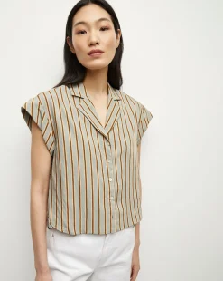 Veronica Beard Tops>Kasa Pinstripe Button-Down Top