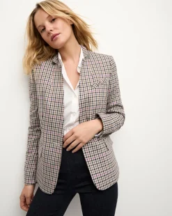 Veronica Beard Jackets & Outerwear|Matching Sets>Katie Plaid Dickey Jacket in Oat, Pink & Red Check