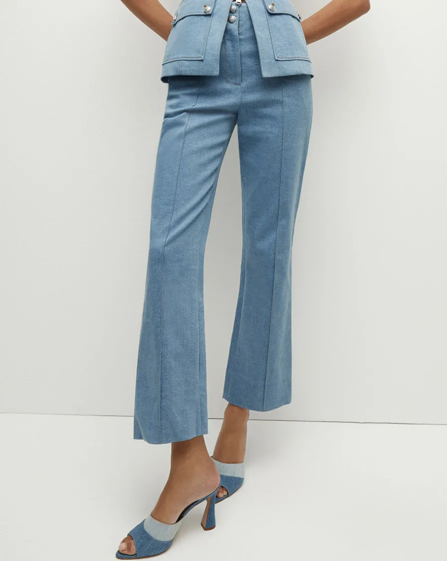 Veronica Beard Pants>Kean Front-Seam Denim Pant