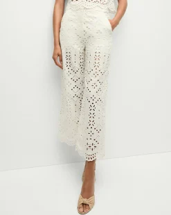 Veronica Beard Pants|Matching Sets>Kemper Cotton Eyelet Pant in