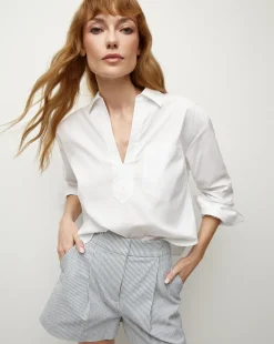 Veronica Beard Tops>Khai Poplin Top in