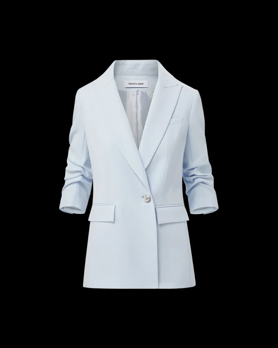 Veronica Beard Jackets & Outerwear>Kimmel Crepe Dickey Jacket in Blue Mist