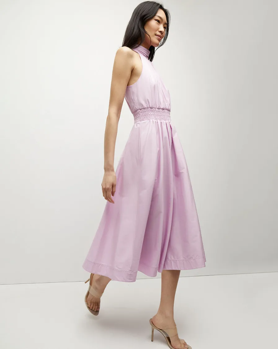Veronica Beard Dresses>Kinny Poplin Halter Midi Dress