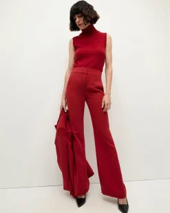 Veronica Beard Pants|Matching Sets>Lebone High Waist Flare Pant in Red