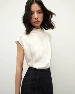 Veronica Beard Tops|Party Dressing>Leilany High Neck Silk Top in
