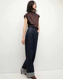 Veronica Beard Tops|Party Dressing>Leilany Silk Top in Dark Chocolate