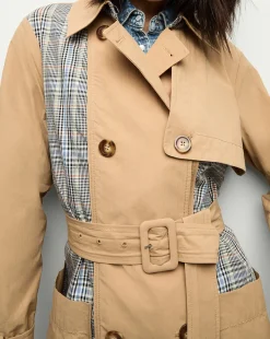Veronica Beard Jackets & Outerwear>Liam Patchwork Trench Coat in