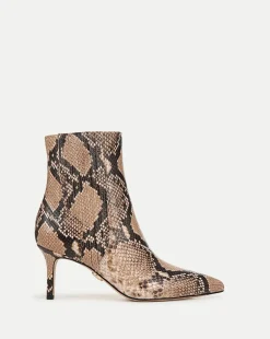 Veronica Beard Boots & Booties>Lisa Snakeskin-Embossed Mid-Heel Bootie