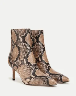 Veronica Beard Boots & Booties>Lisa Snakeskin-Embossed Mid-Heel Bootie