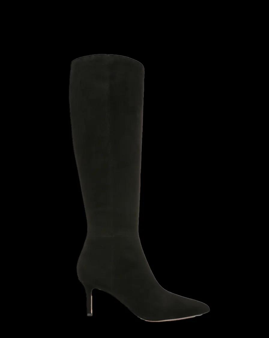 Veronica Beard Boots & Booties>Lisa Suede Mid-Heel Tall Boot on