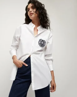 Veronica Beard Tops|Vb Classics>Lloyd Logo Crest Button-Down Shirt