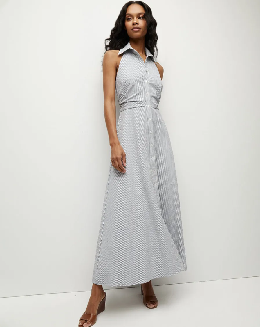 Veronica Beard Dresses>Mackey Seersucker Halter Dress in