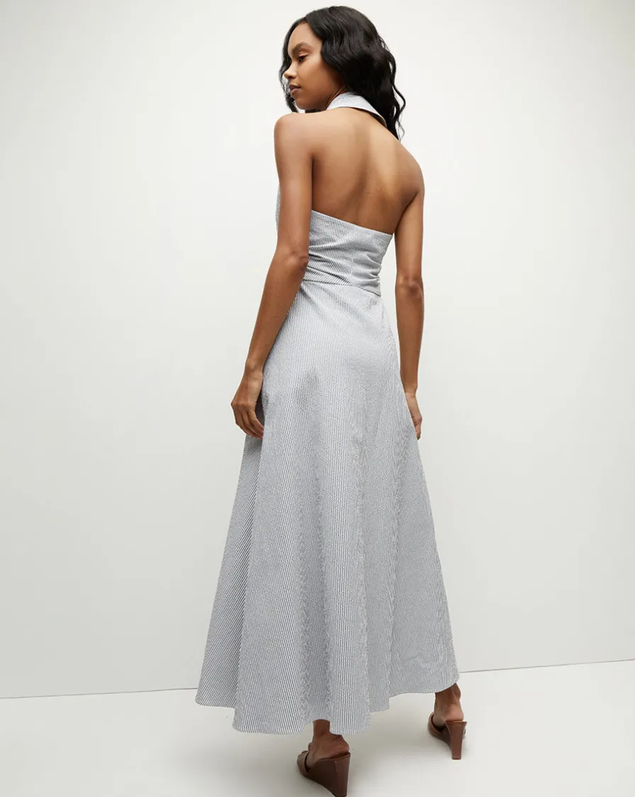 Veronica Beard Dresses>Mackey Seersucker Halter Dress in