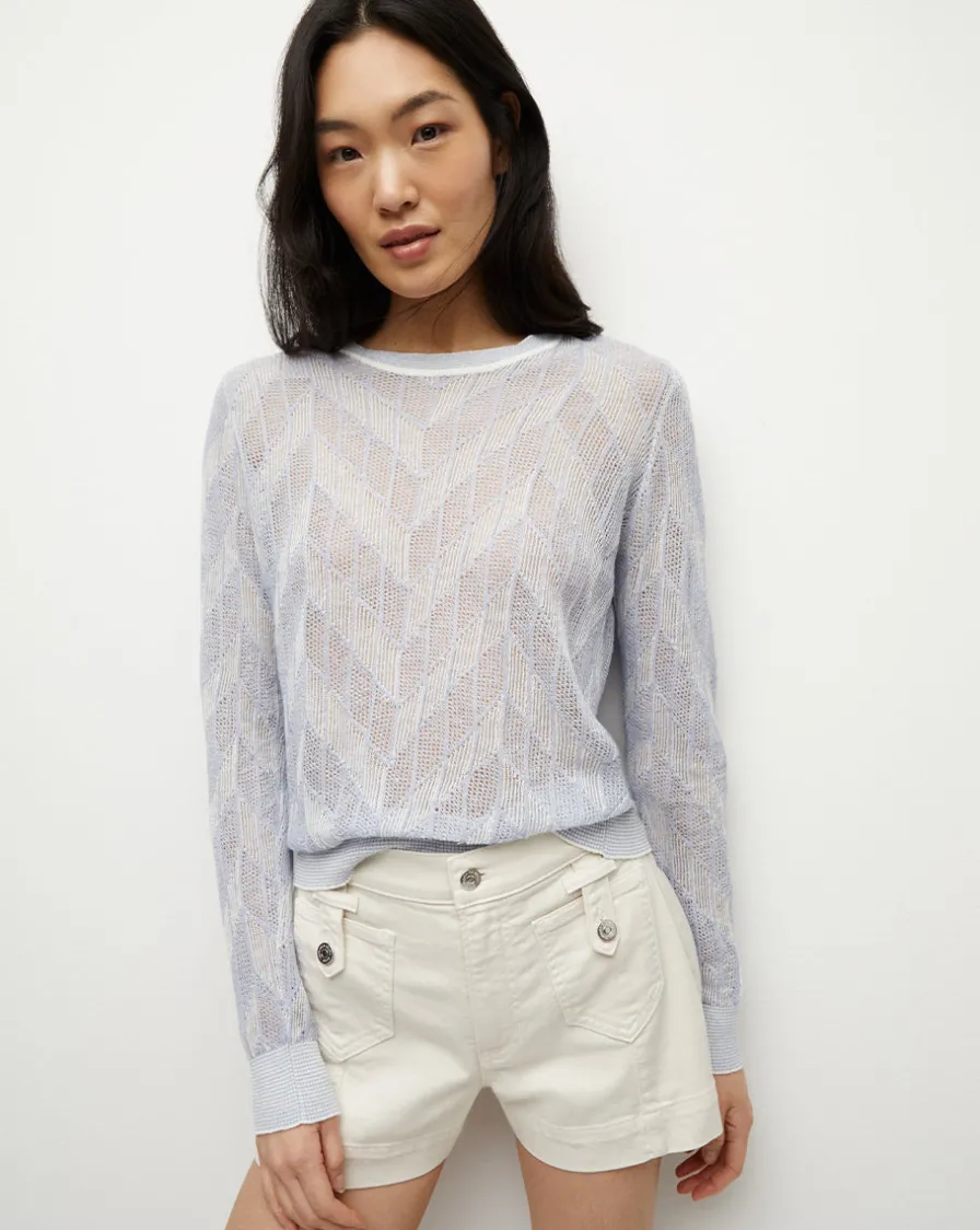 Veronica Beard Sweaters|Tops>Magellen Linen-Blend Sweater in Light Blue