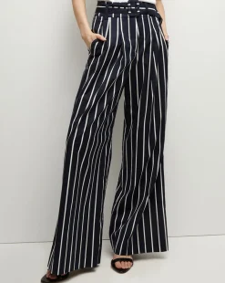 Veronica Beard Pants>Maliyah Striped Wide-Leg Pant in