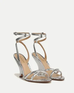 Veronica Beard Sandals>Manuela Sculpted Wedge Metallic Leather Sandal