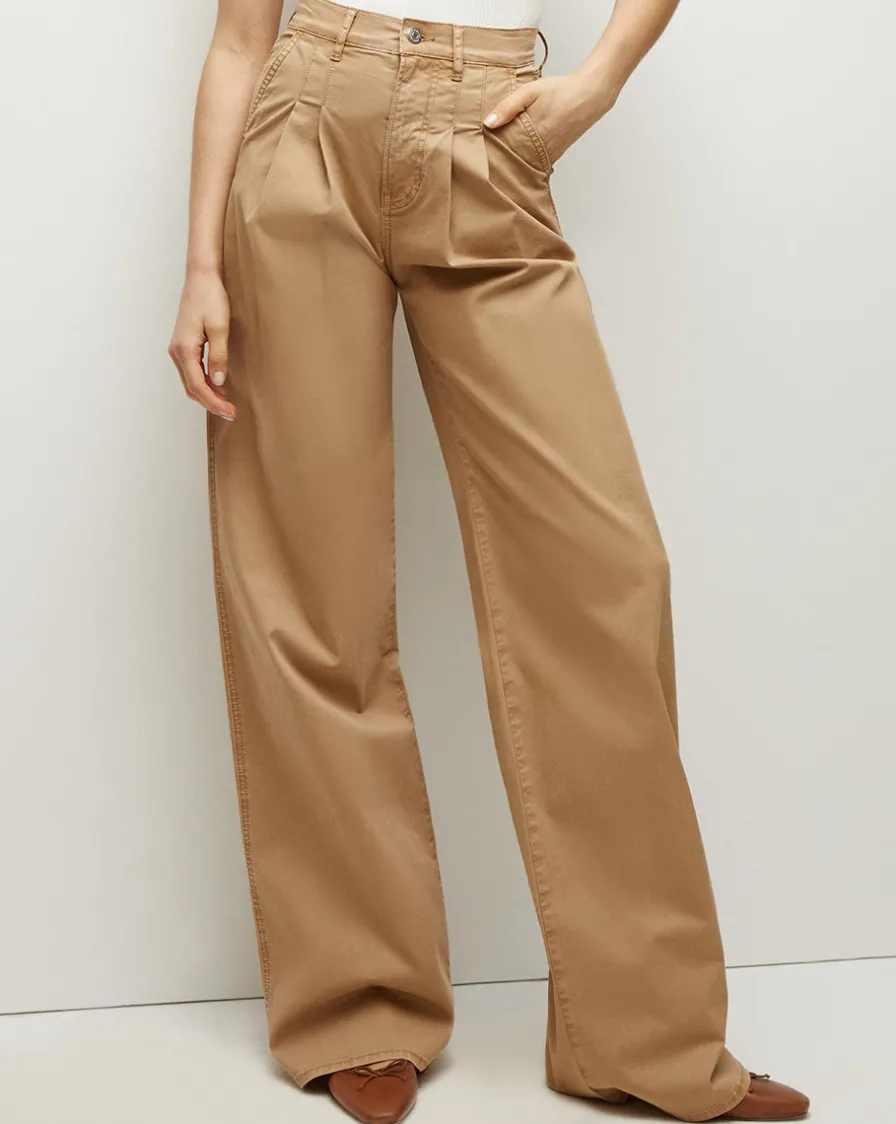 Veronica Beard Pants>Mia Wide-Leg Pleated Pant in