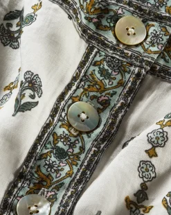 Veronica Beard Tops>Milton Floral Square-Neck Crop Tank