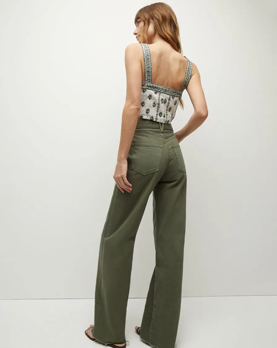 Veronica Beard Tops>Milton Floral Square-Neck Crop Tank