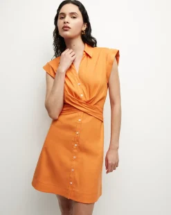 Veronica Beard Dresses>Nagano Stretch-Linen Shirtdress in
