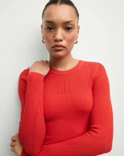 Veronica Beard Dresses|Party Dressing>Nami Long Sleeve Sweater Dress in Red