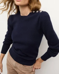 Veronica Beard Sweaters|Tops>Nelia Cashmere Pullover | Button Accent in