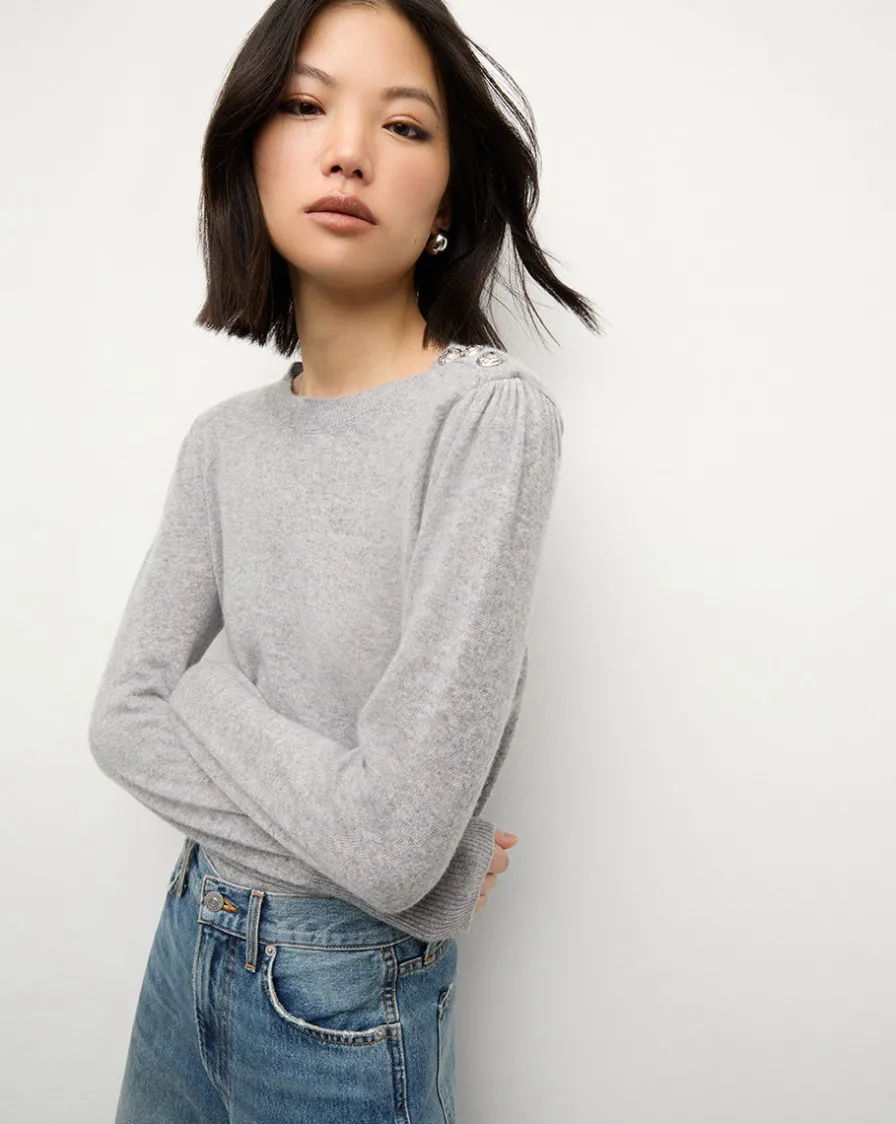 Veronica Beard Sweaters|Tops>Nelia Cashmere Pullover Sweater in Heather Grey