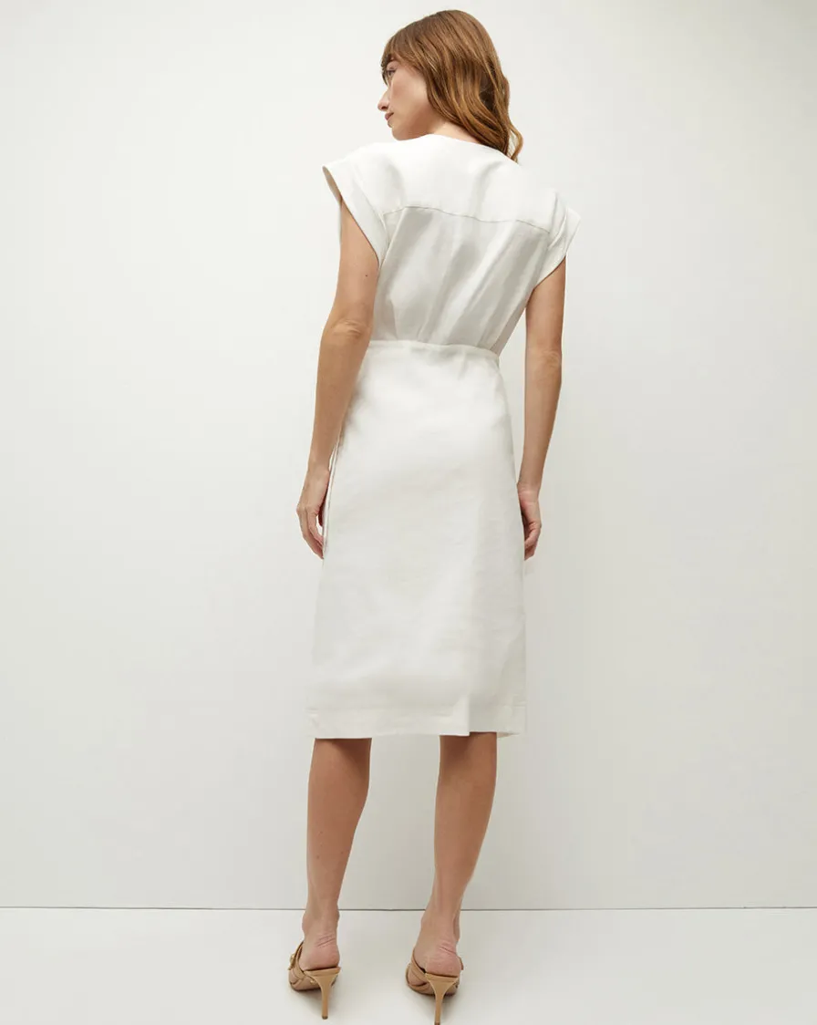 Veronica Beard Dresses>Octavia Stretch-Linen Wrap Dress