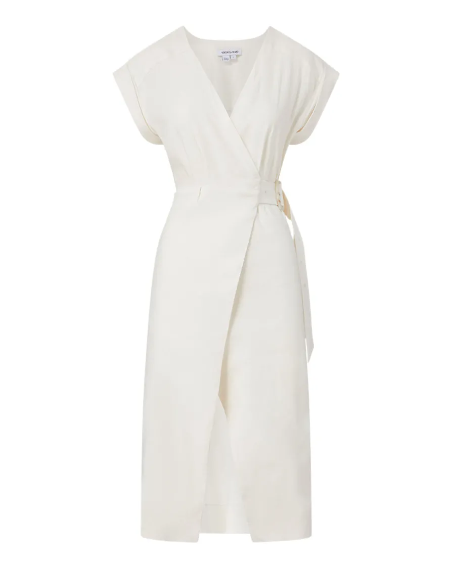 Veronica Beard Dresses>Octavia Stretch-Linen Wrap Dress