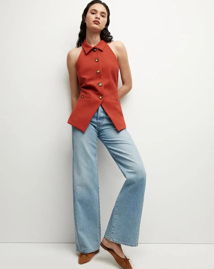 Veronica Beard Jackets & Outerwear|Tops>Orlinda Vest in Brick Red