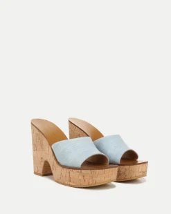 Veronica Beard Sandals>Paulita Denim Wedge Sandal