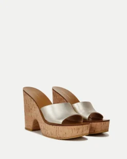 Veronica Beard Sandals>Paulita Metallic Wedge Sandal
